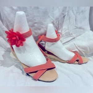 *3 for $20* Coral Flower-Accent Kids Sandals, Gymboree, Wedge Espadrille, sz 3